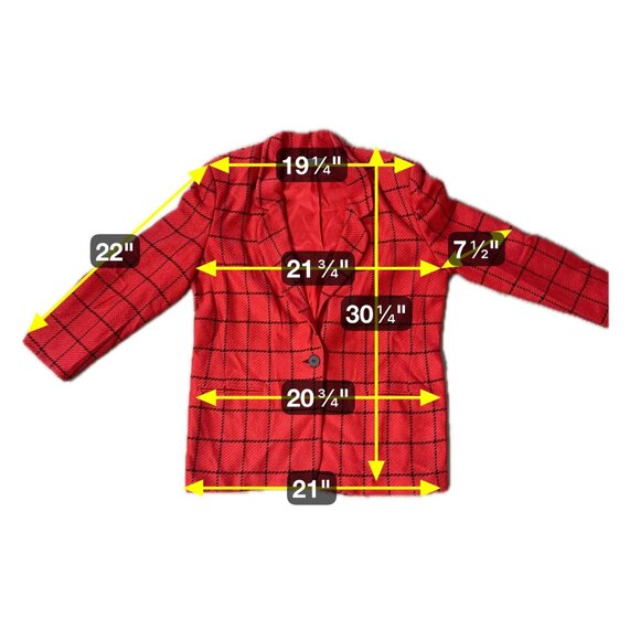 Vintage Red Plaid Blazer Jacket 1980s Pappagallo Size 14 Made In USA As Is - Picture 8 of 8